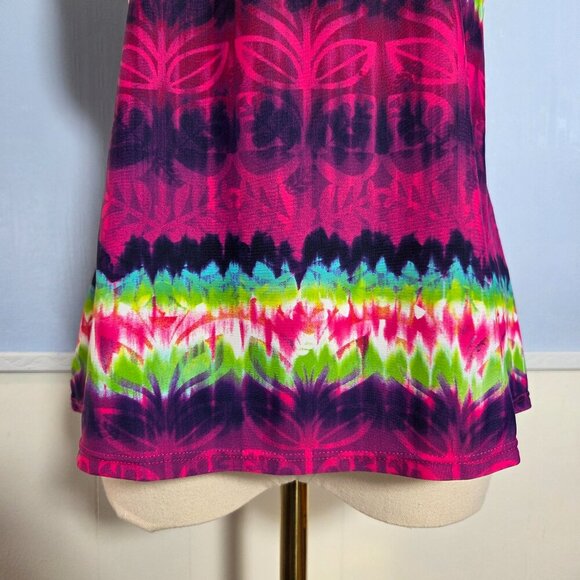 Athleta LT Pink Green Striped Floral Halter Tie Open Back Bathing Suit Top - Picture 3 of 10